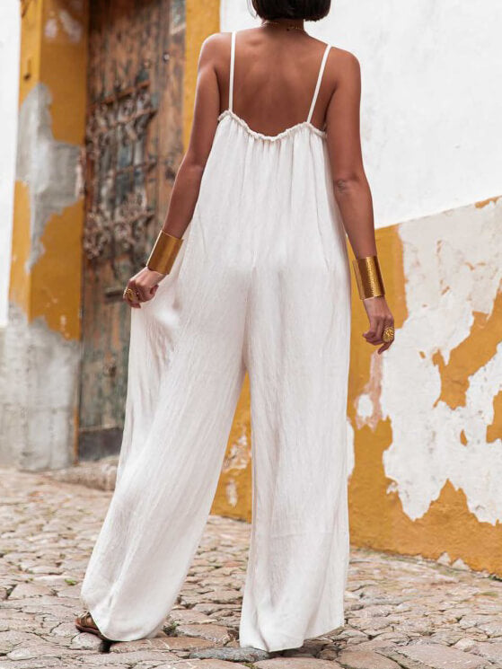 Vakantie Casual jarretel losse jumpsuit met wijde pijpen