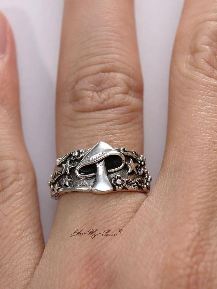 แหวน Boho เห็ดป่าวินเทจ