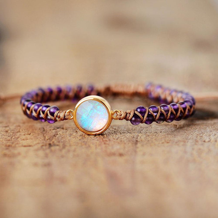 Naturlig Ametist & Opal String Braided Armband